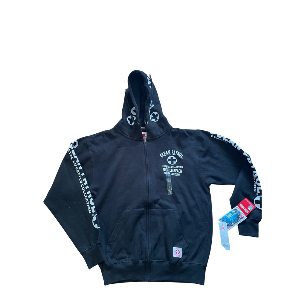 Ocean Patrol Myrtle Beach SC Full Zip Hoodie Black Graphic Sweatshirt OP7903 S